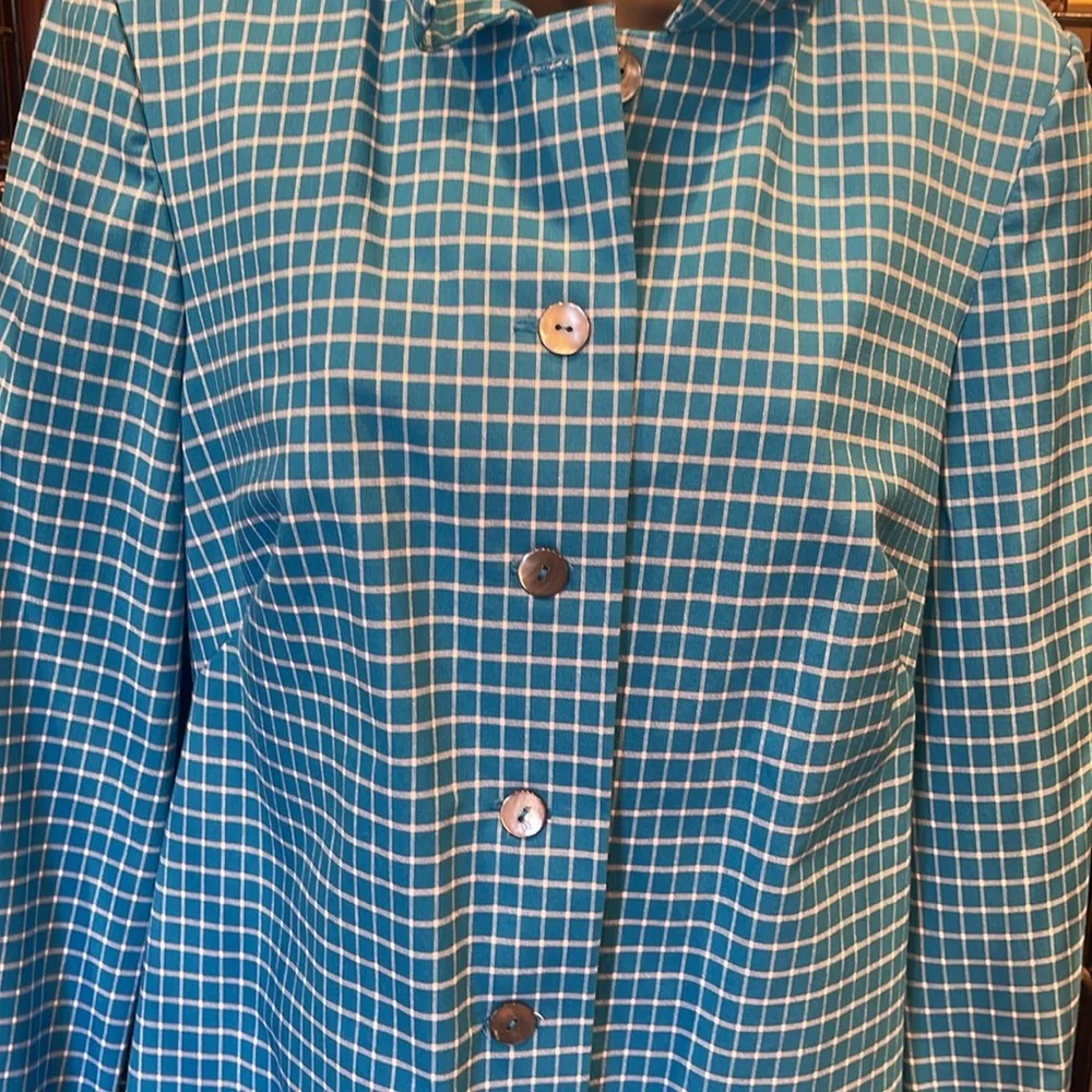 Nina Mclemore dazure and white tattersall shirt jacket nwt size 6 - Picture 4 of 6